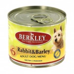 Berkley консервы для собак с кроликом и ячменем, Adult Rabbit&Barley